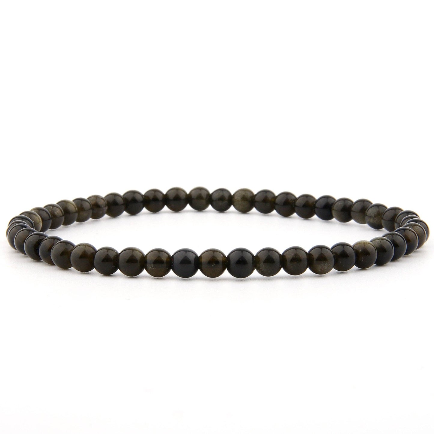 Gouden armband met obsidiaan | 4 mm