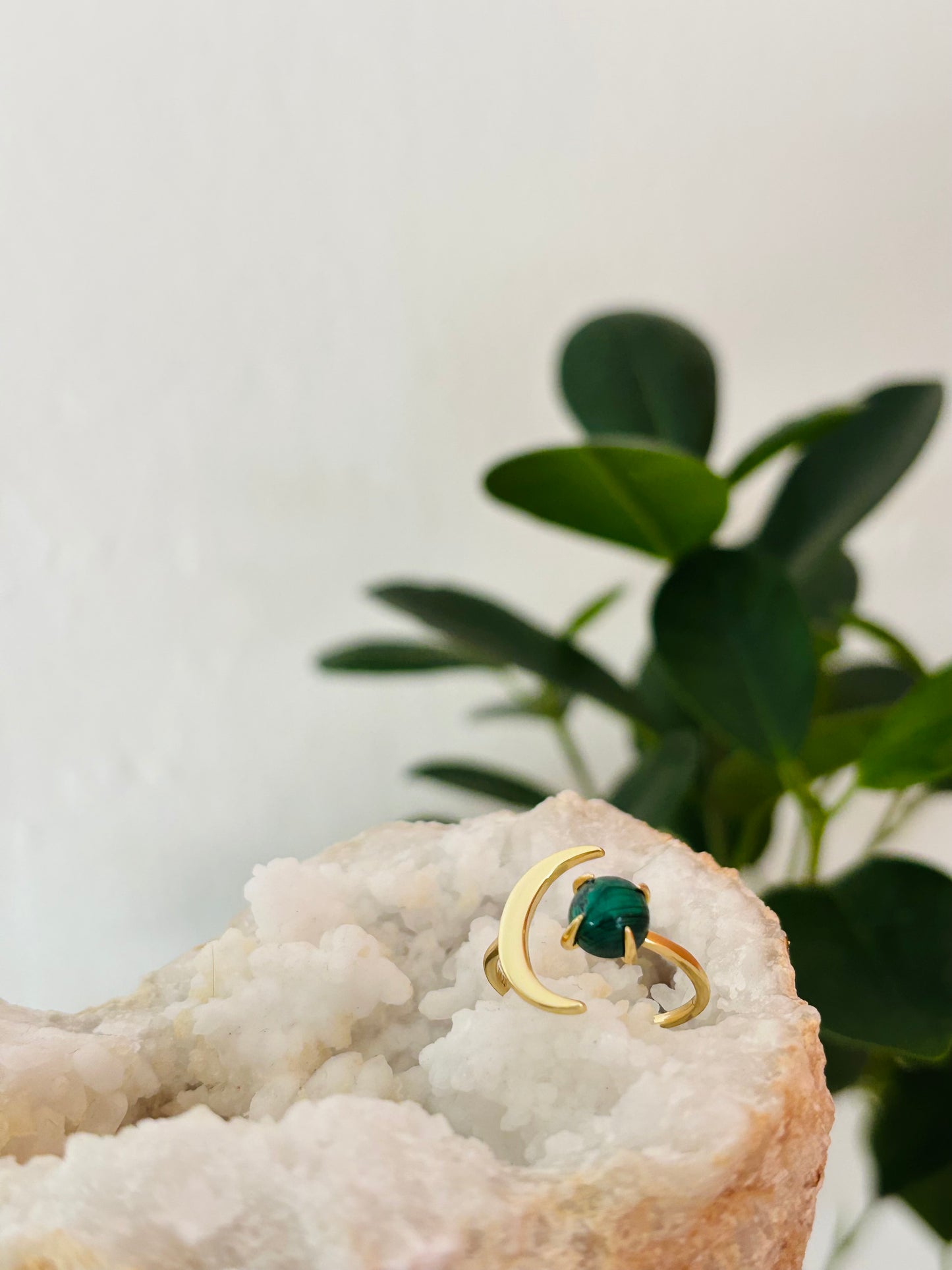 Verstelbare malachiet ring | 925 silver