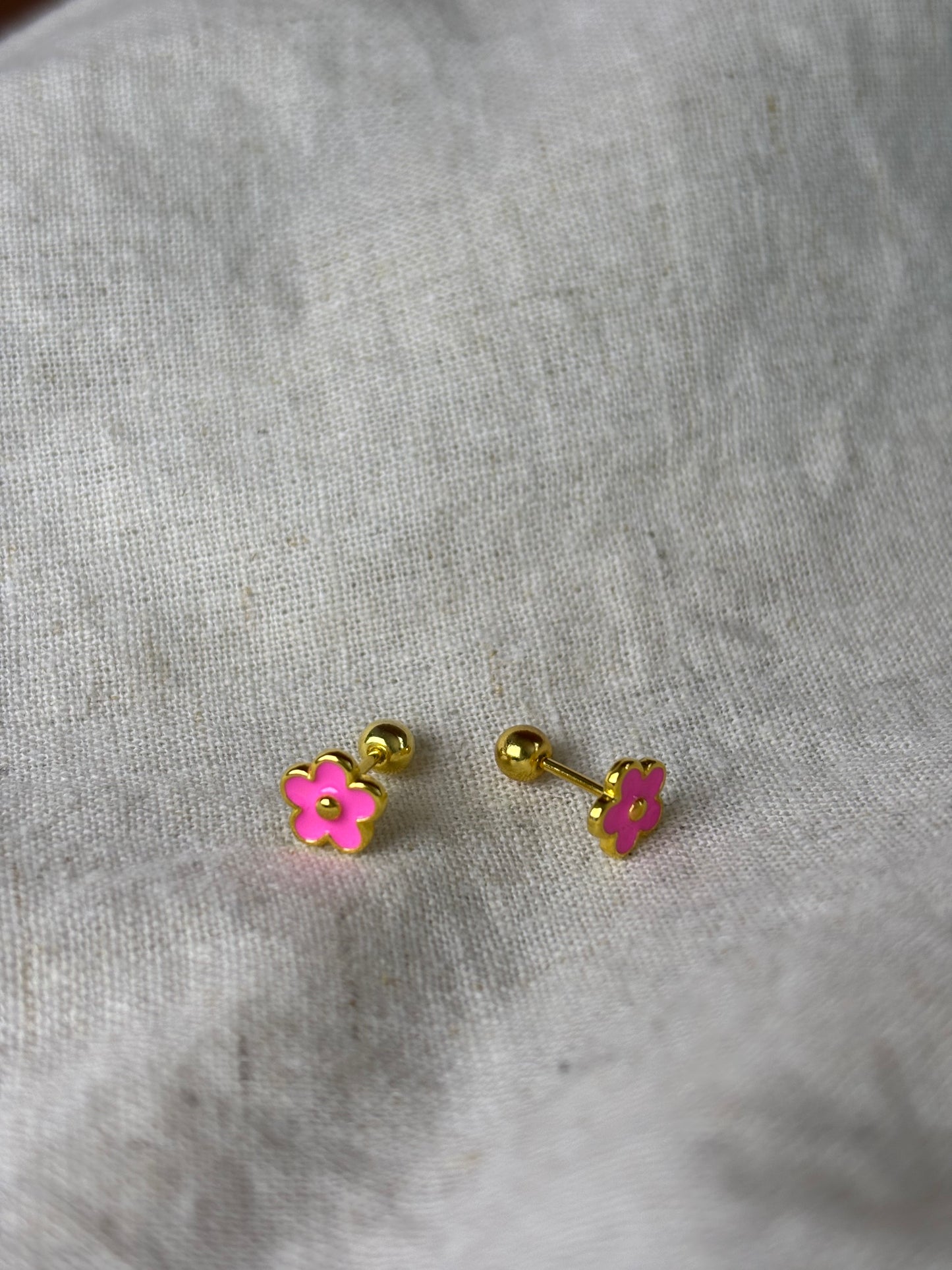 925 zilveren Flora Studs| roze