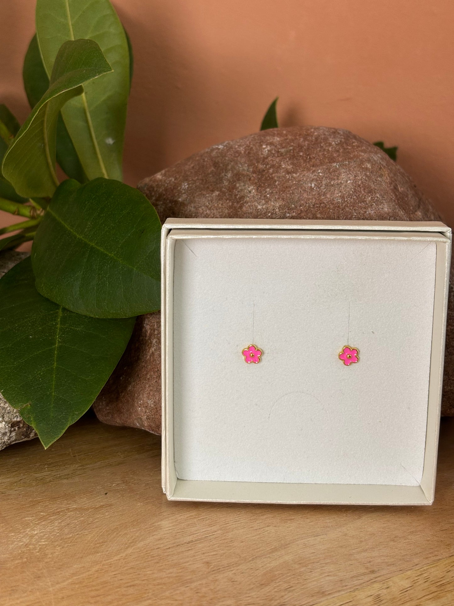 925 zilveren Flora Studs| roze
