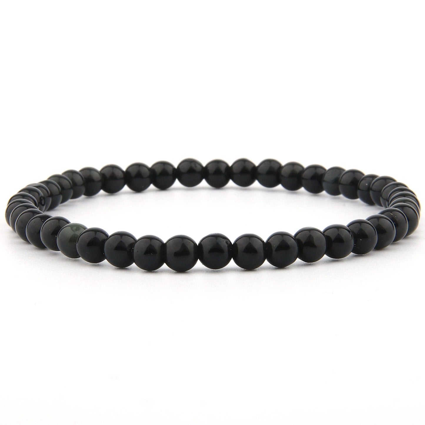 Zilveren armband met obsidiaan | 4 mm
