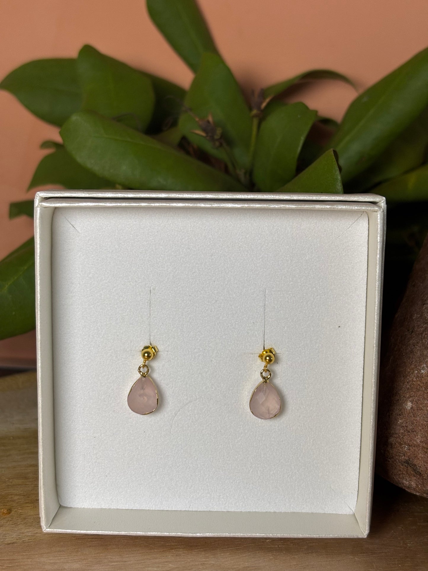 Elandra – Rozenkwarts Stud Hanger – 925 Zilver Verguld met 18K Goud