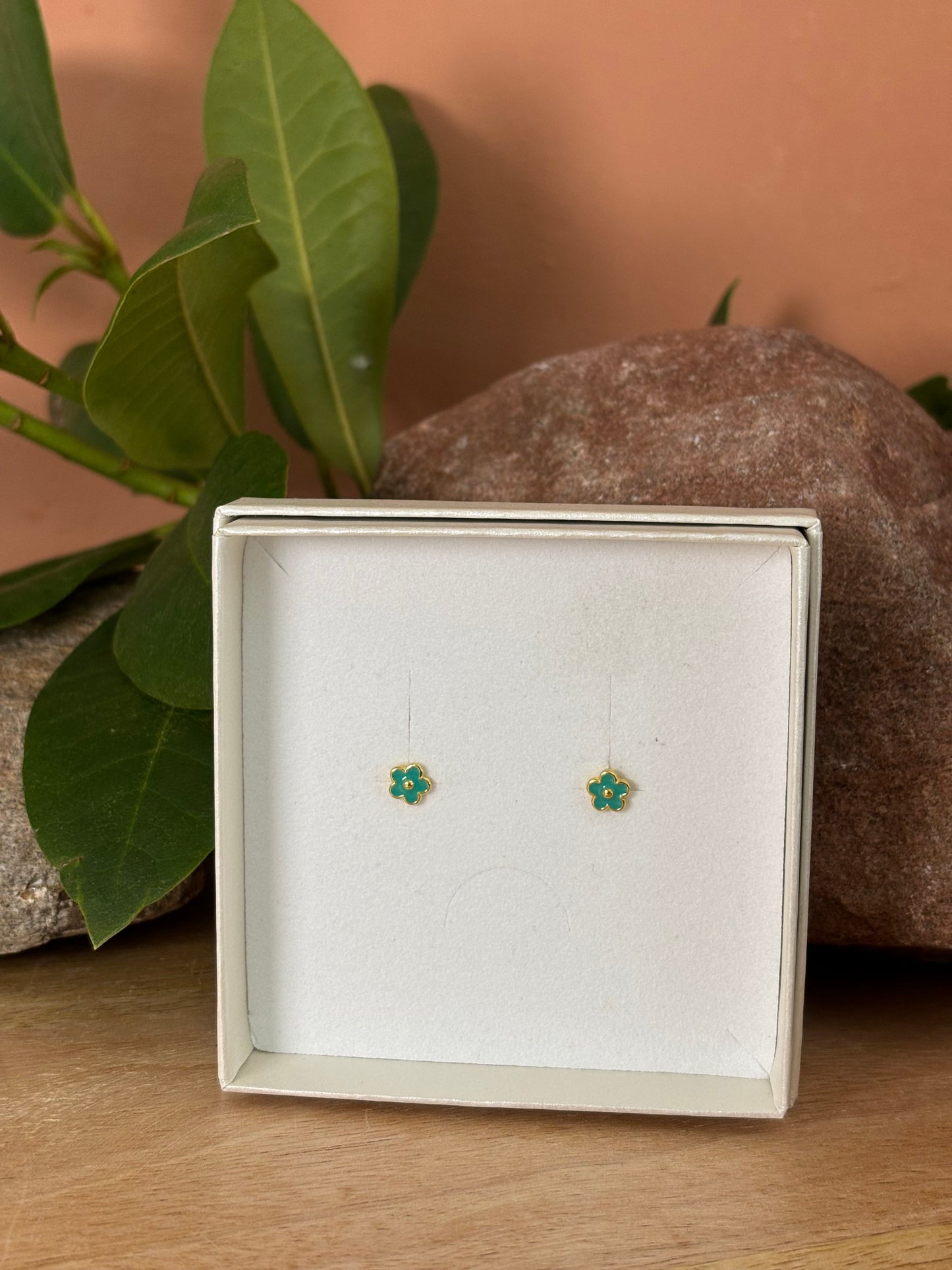 925 Zilveren Flora Studs | groen