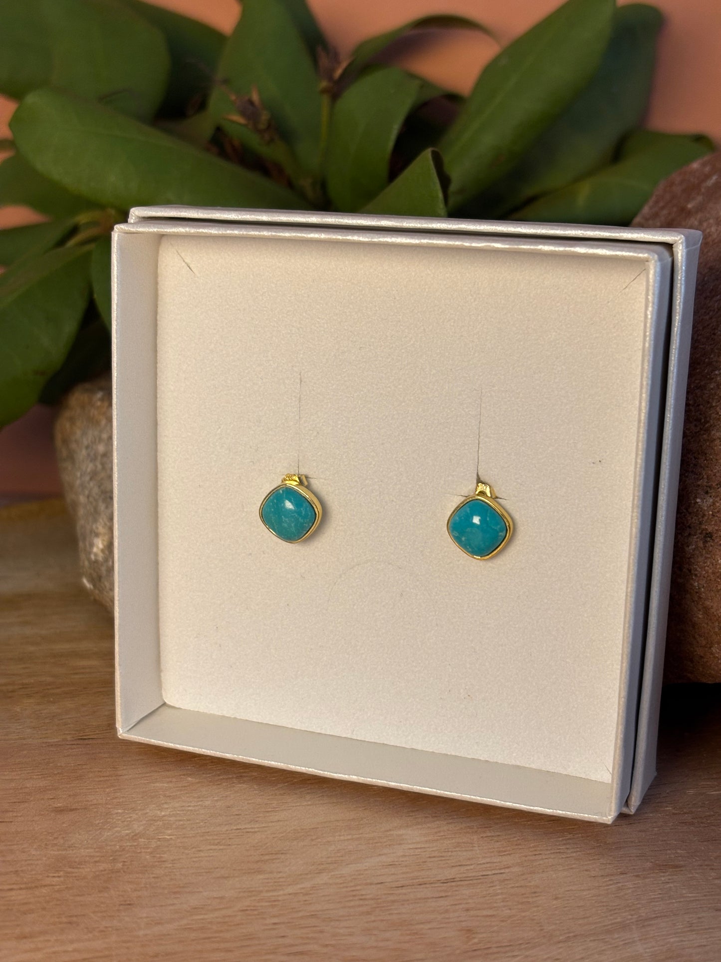 925 zilveren vergulde Kaela Studs | Turkoois