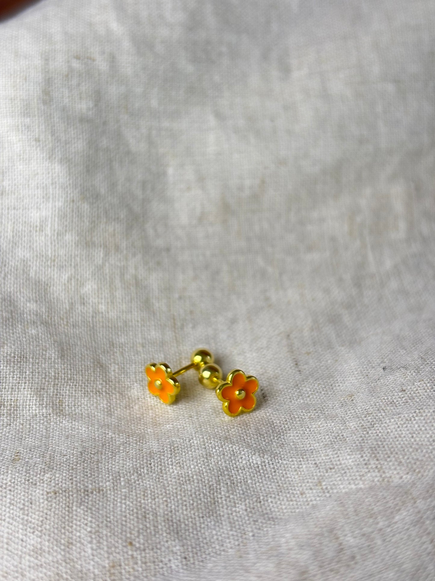 925 zilveren Flora studs | Oranje
