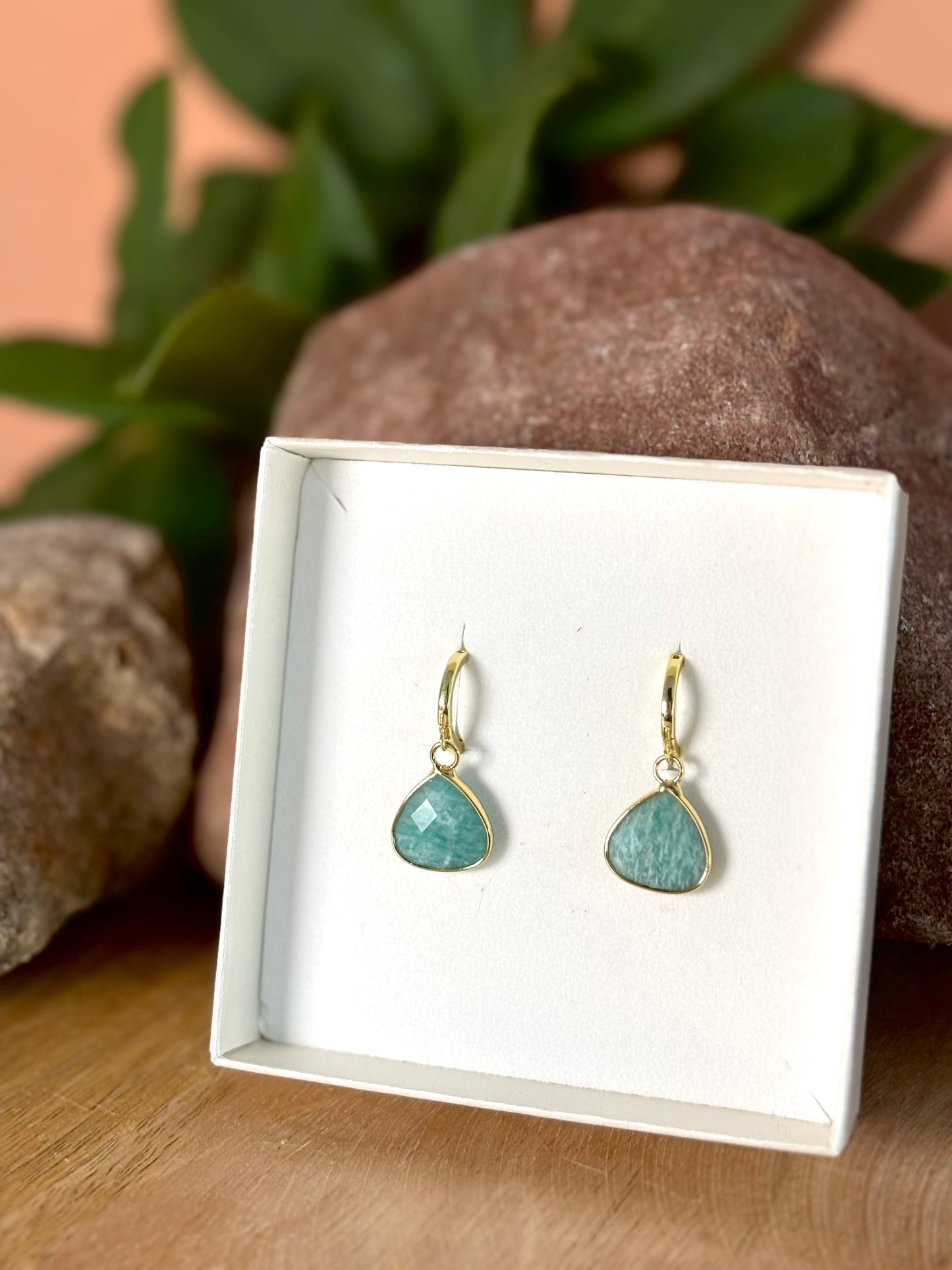 Grote druppel oorbellen amazoniet | 925 silver