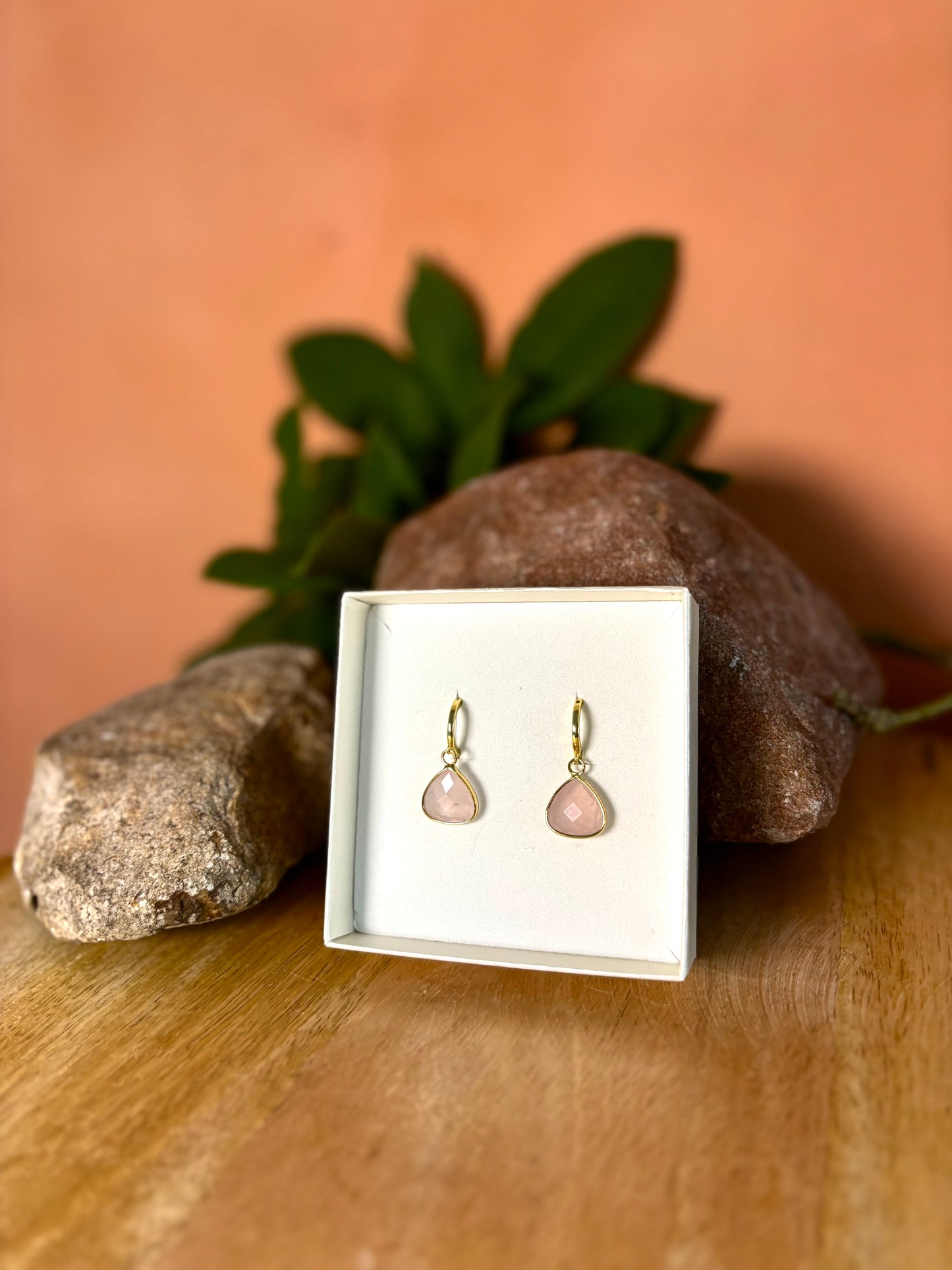 Rozenkwarts oorbellen 925 silver