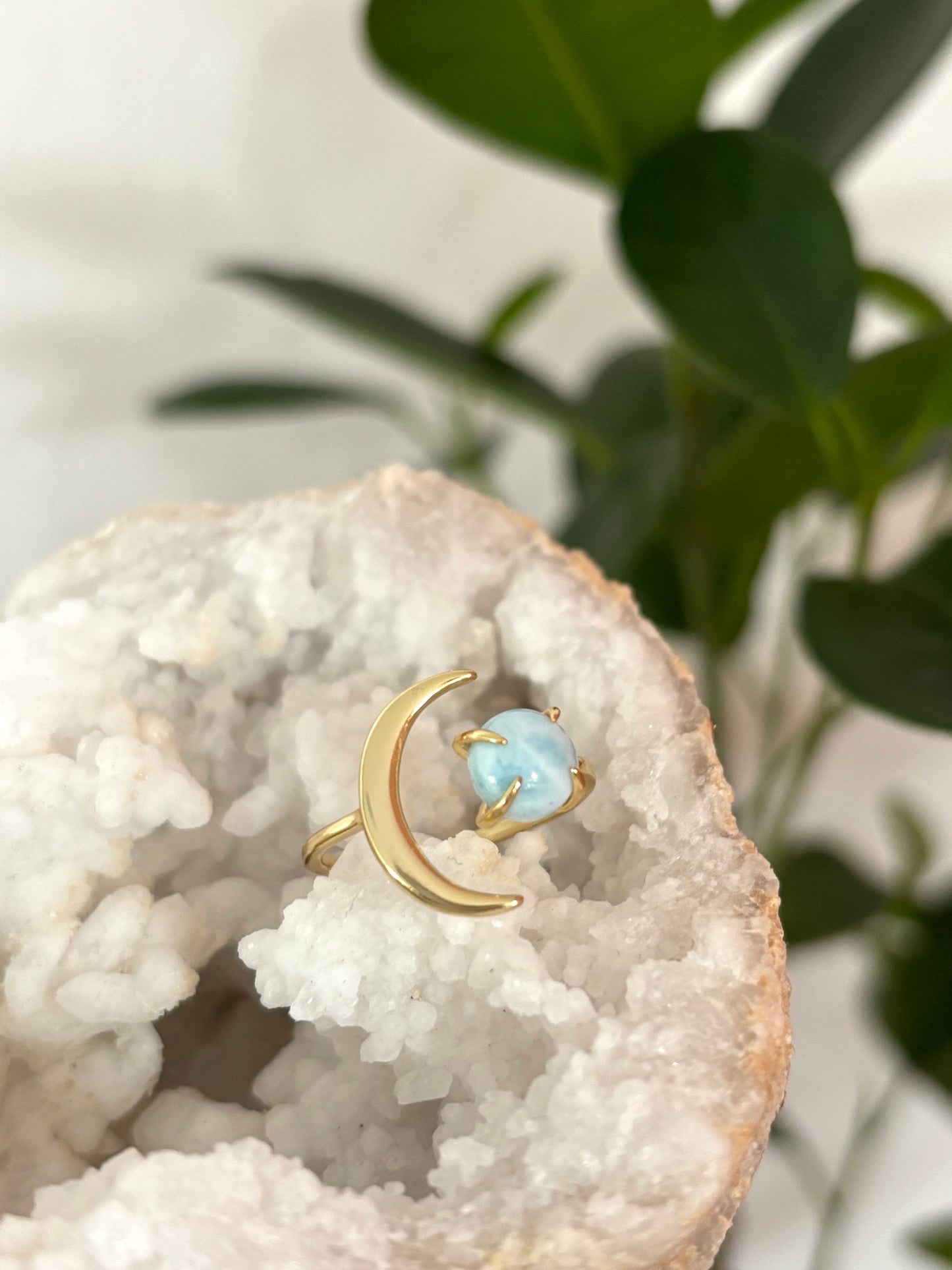 Verstelbare Larimar ring | 925 silver