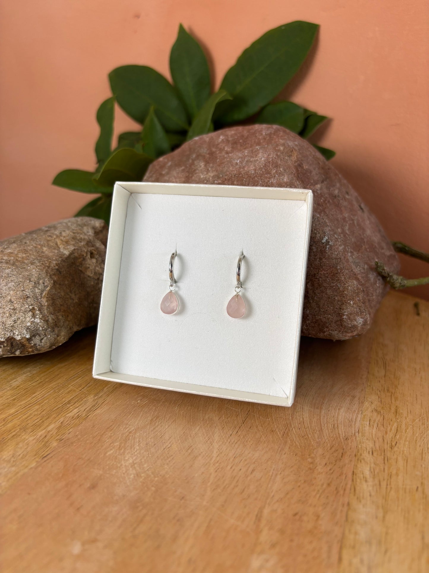 925 zilveren Liora Rozenkwarts Oorbellen