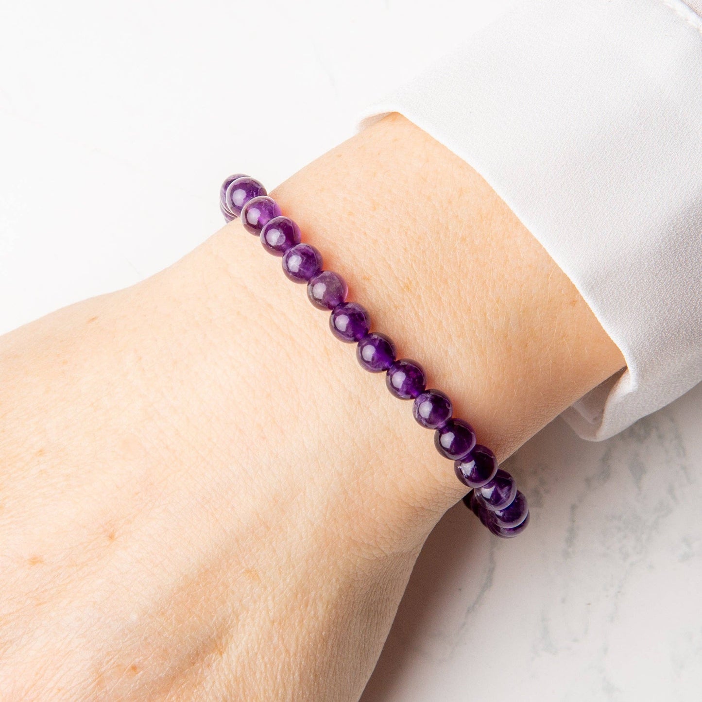 Armband met amethist edelsteen | 6 mm