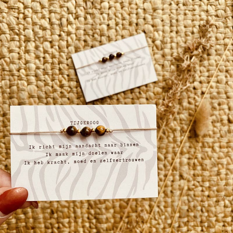 Edelstenen Affirmatie Armbandje - Tijgeroog