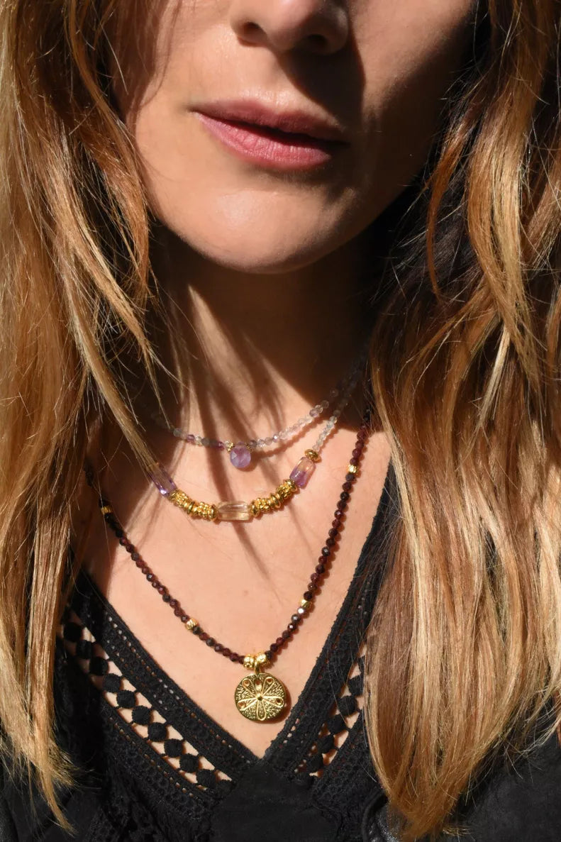 Giliana Amethist en Fluoriet Ketting