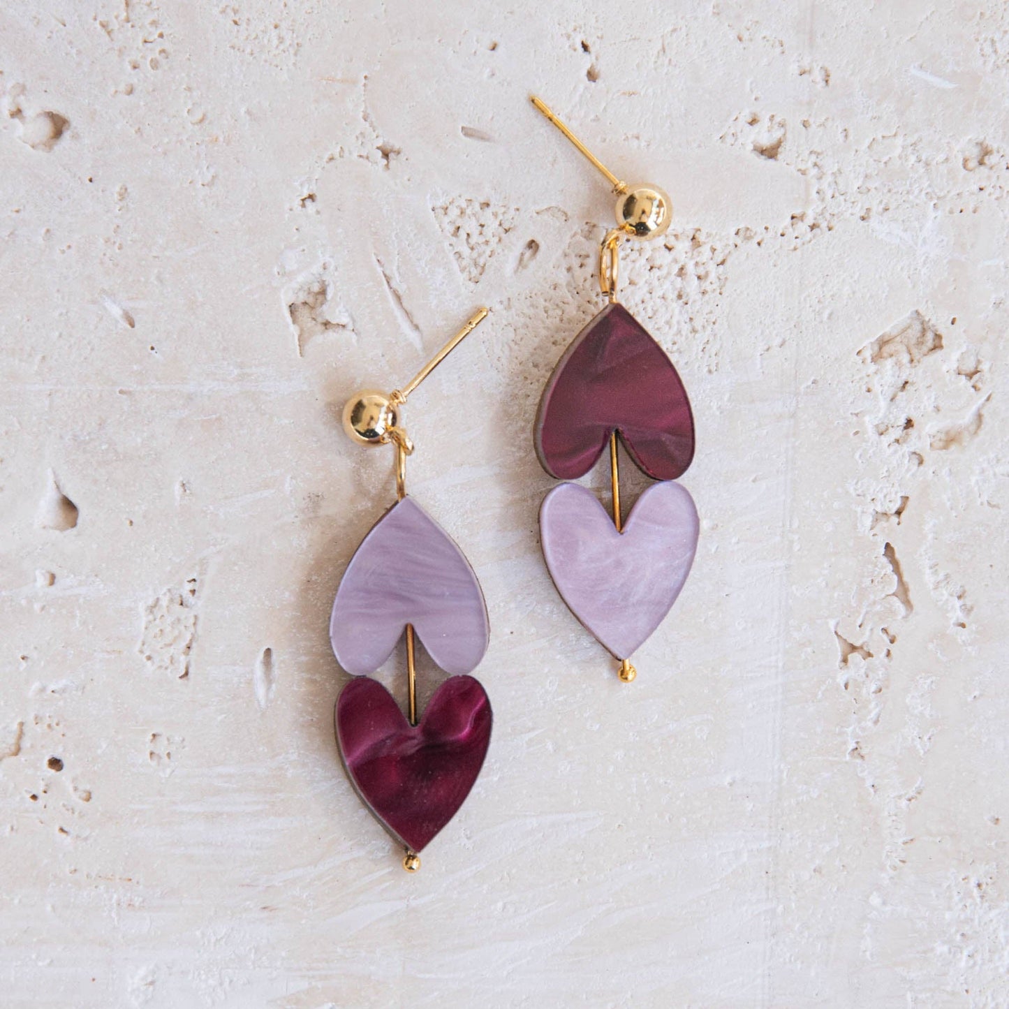Queen of Hearts - in Merlot Rood & Lila Marble