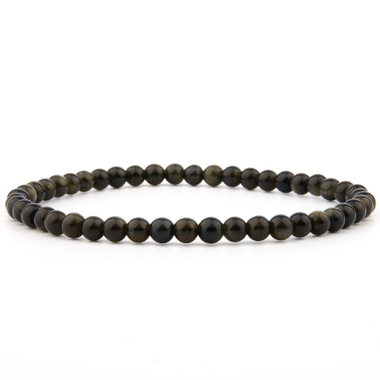Gouden armband met obsidiaan | 4 mm