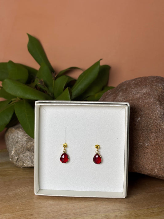 Elandra 925 zilveren Studs Oorbellen met Granaat