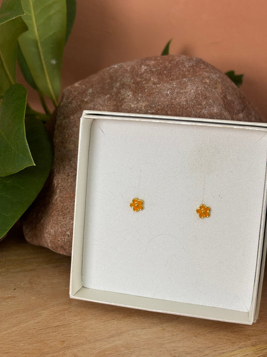 925 zilveren Flora studs | Oranje