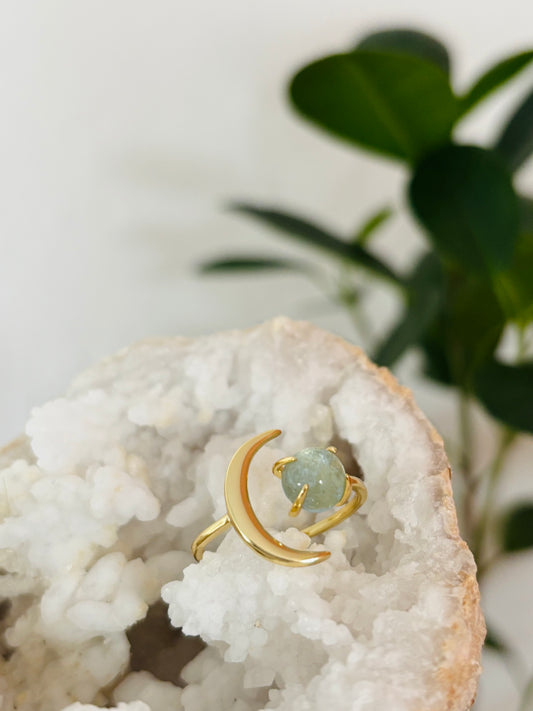 Verstelbare aquamarijn ring | 925 silver