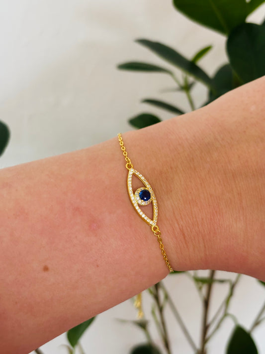 Melek Armband – 18K Verguld Sterling Zilver | Groot Boze Oog Bescherming