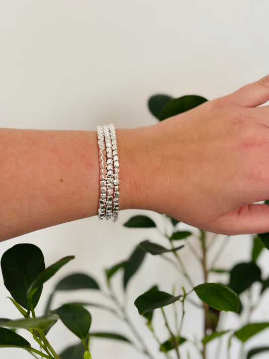 RVS Vierkante Kralen Armband 4 mm • Minimalistisch & Modern