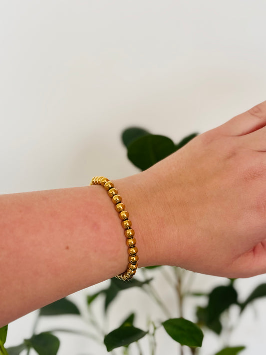 Goudkleurige RVS Bolletjesarmband 6 mm • Elegant & Tijdloos