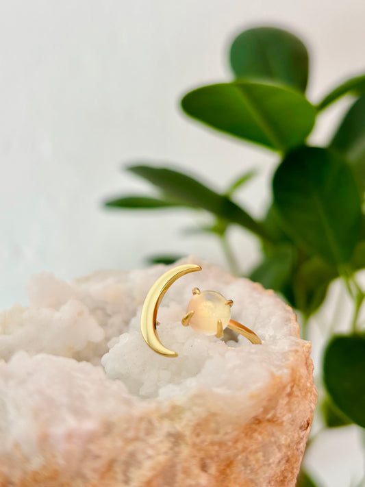 Verstelbare maansteen ring | 925 silver