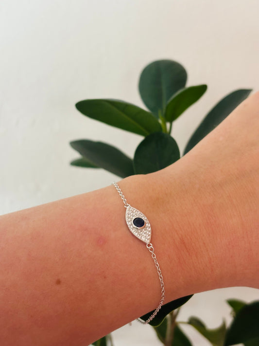 Ela • Beschermarmband met Donkerblauwe Zirkoon – 925 Zilver