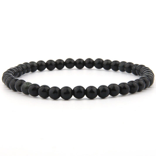 Zilveren armband met obsidiaan | 4 mm