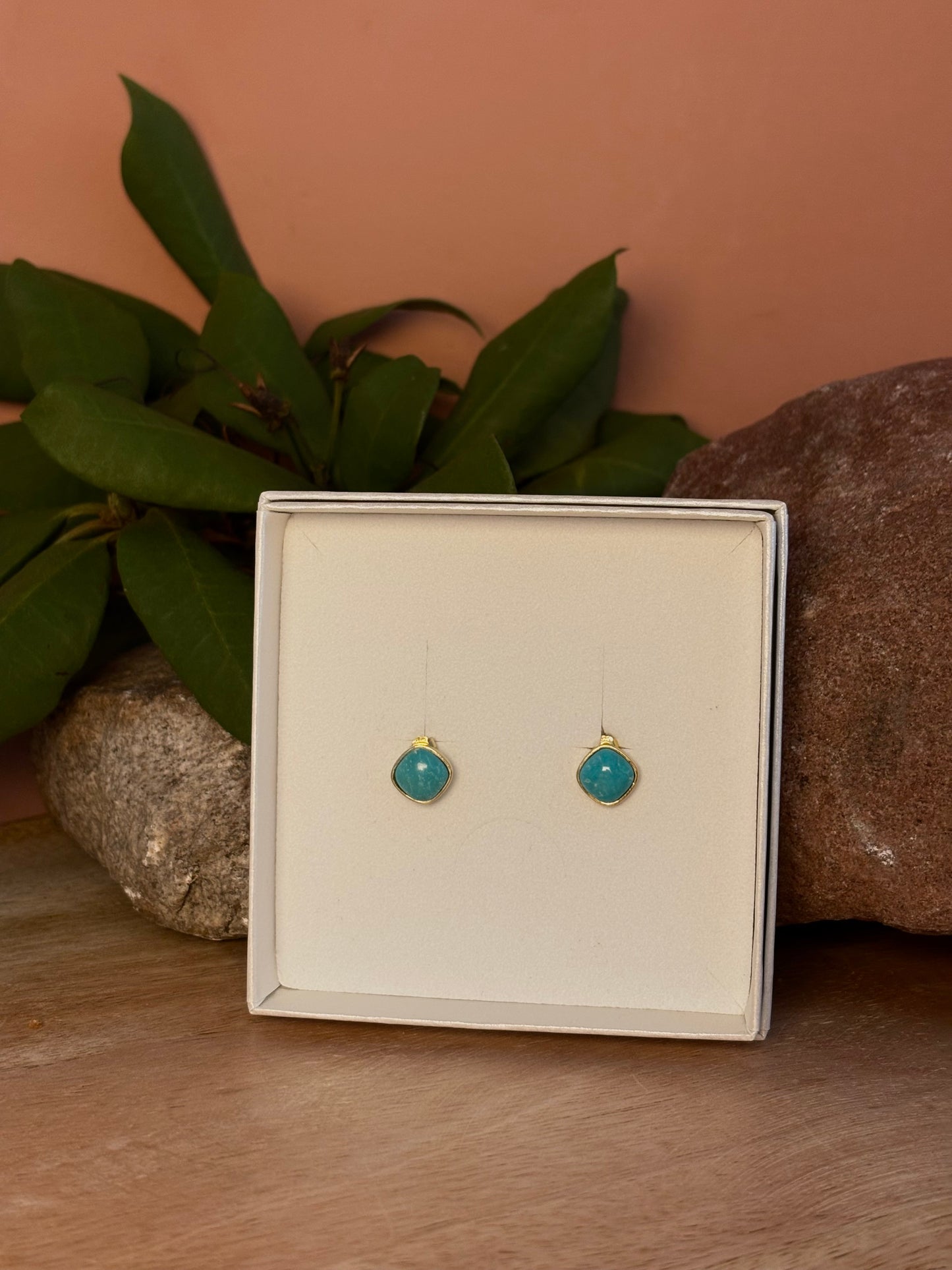 925 zilveren vergulde Kaela Studs | Turkoois