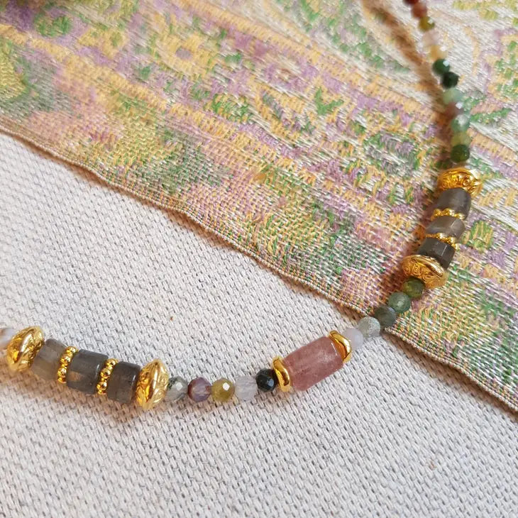 Priya ketting - Indian Agaat en rozenkwarts