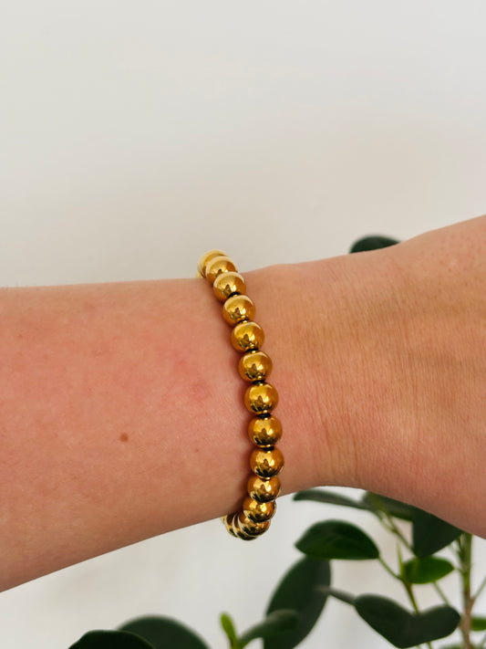 Goudkleurige RVS Bolletjesarmband | 8mm