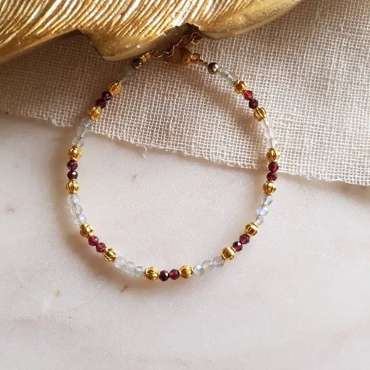 Armband Diopna - Labradoriet / Granaat