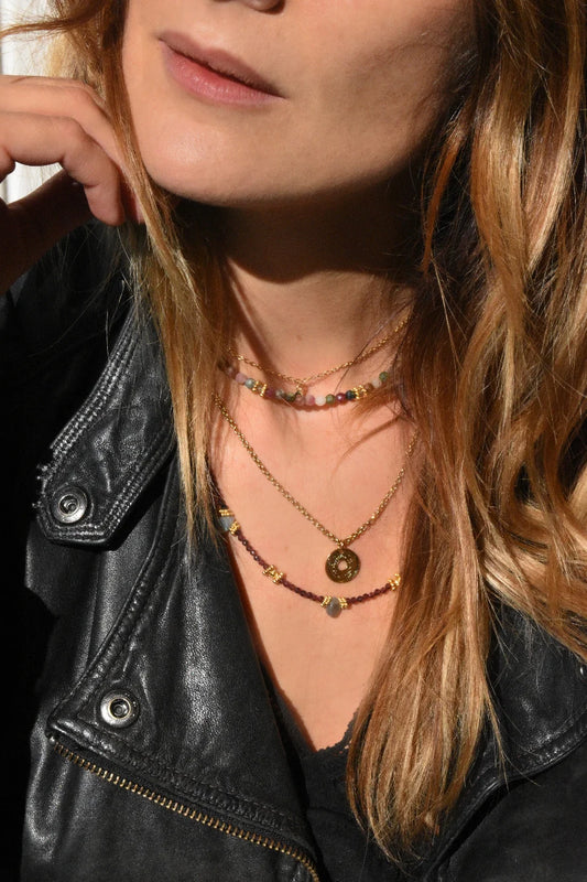Enza Granaat en Labradoriet Ketting