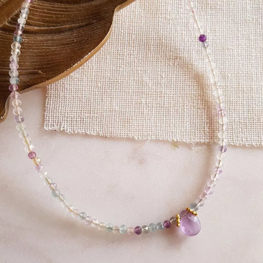 Giliana Amethist en Fluoriet Ketting