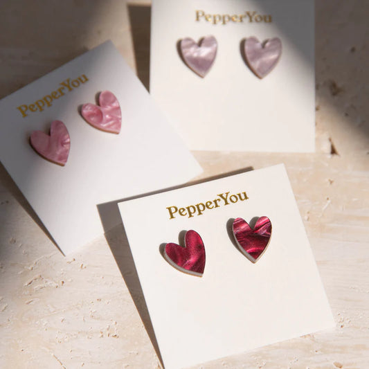 I Heart You | ROOD | Knopjes oorbellen
